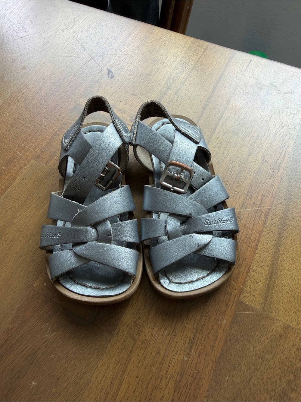 Salt Water Sandals by Hoy Silver Metallic Fisherman Sandals